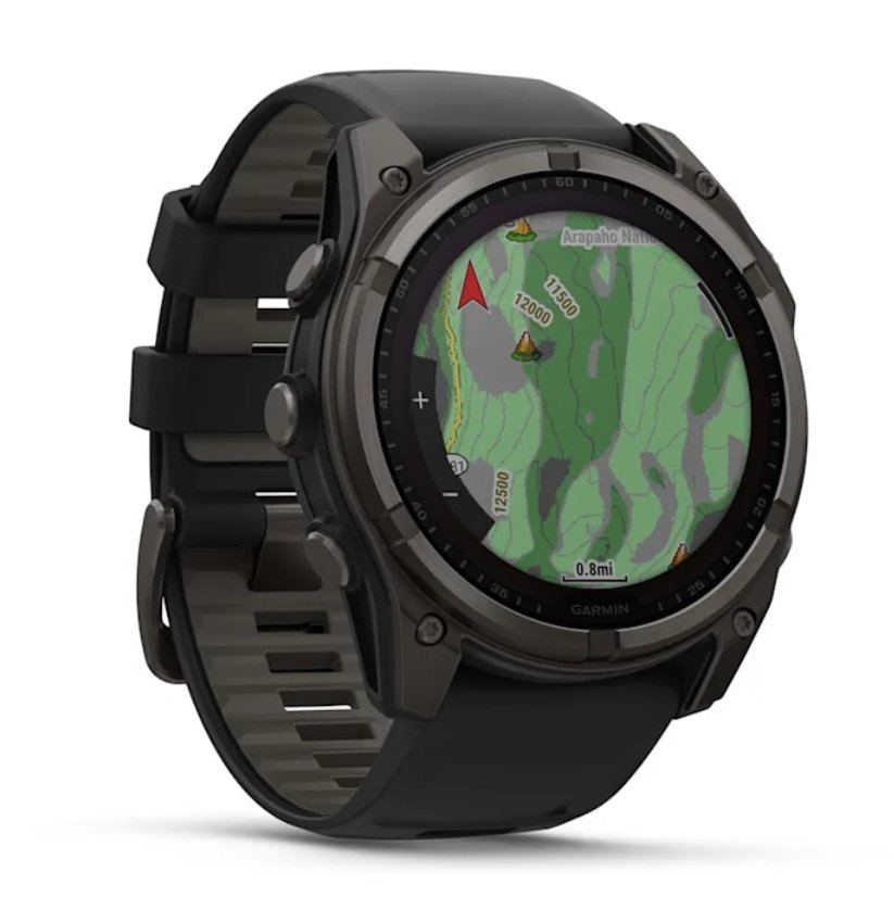 Garmin fēnix® 8 – 51 mm, Solar Sapphire, Carbon Gray DLC Titanium with Black/Pebble Gray Silicone Band - Image 3