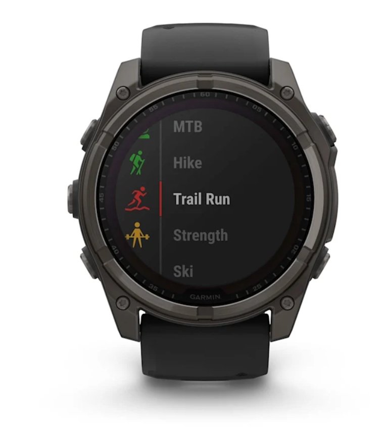 Garmin fēnix® 8 – 51 mm, Solar Sapphire, Carbon Gray DLC Titanium with Black/Pebble Gray Silicone Band - Image 5